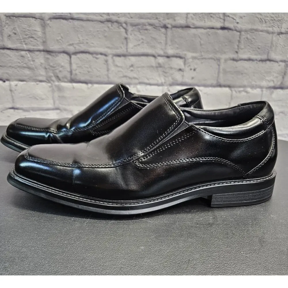 Dockers Lawton Slip Resistant Black Leather Dress Shoes Mens 9M Work Loafers EUC
